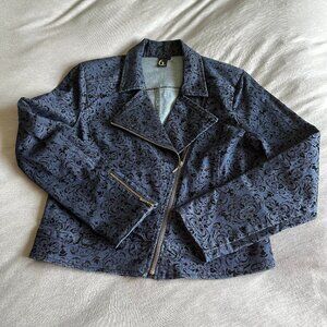 LIKE NEW 6 by Six Denim Jacket with Black Velvet Design